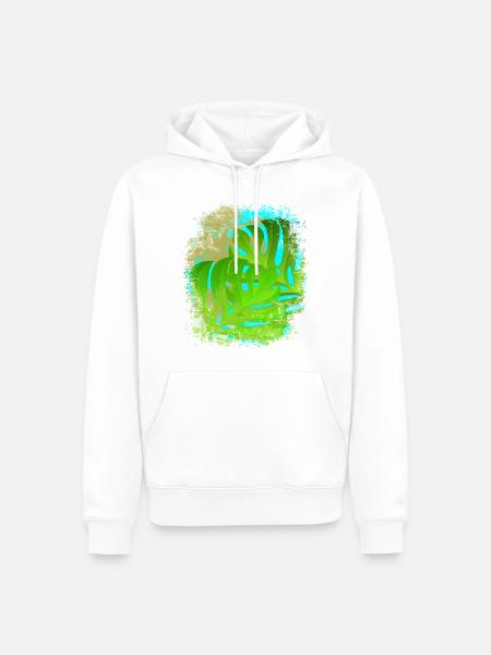Urlaubsgefühl Palmen & Monstera Blätter grün/Gold - Männer Premium Bio Hoodie - Weiß
