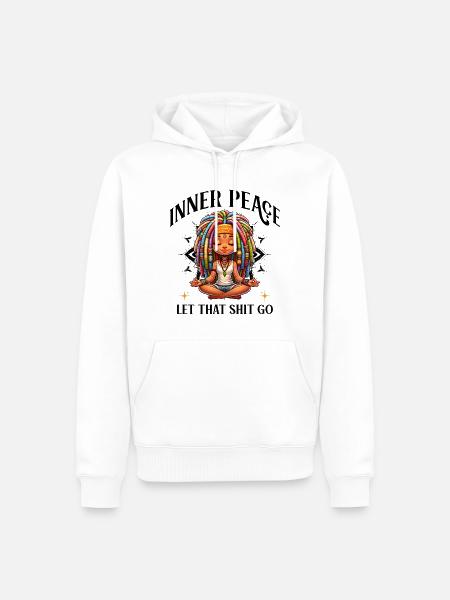 Bunte Meditationsfigur Dreadlocks Yoga  - Männer Premium Bio Hoodie - Weiß