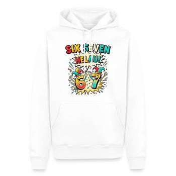 67 Six Seven Meme Costume Carnaval Drôle - Sweat à capuche Premium bio Homme - blanc - Devant - Nico (187cm)