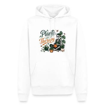 Plants are my Therapy Skeleton Plant Design - Men’s Premium Organic Hoodie - white - Front - Nico (187cm)