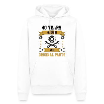 Immer noch alle Originalteile - Männer Premium Bio Hoodie - Weiß - Vorne - Nico (187cm)