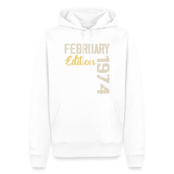 Février 1976 Anniversaire Février 1976 Rétro - Sweat à capuche Premium bio Homme - blanc - Devant - Nico (187cm)