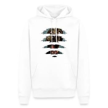 Chien sous le t-shirt - Sweat à capuche Premium bio Homme - blanc - Devant - Nico (187cm)