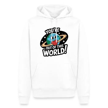 Vous êtes hors de ce monde - Sweat à capuche Premium bio Homme - blanc - Devant - Nico (187cm)