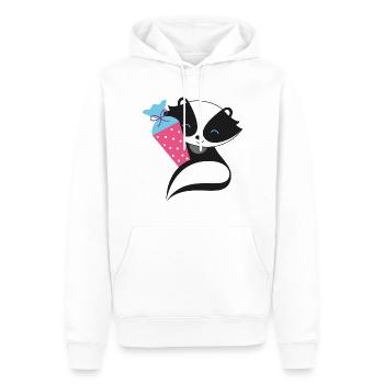 Skunk avec cône d’école inscription à l’école - Sweat à capuche Premium bio Homme - blanc - Devant - Nico (187cm)