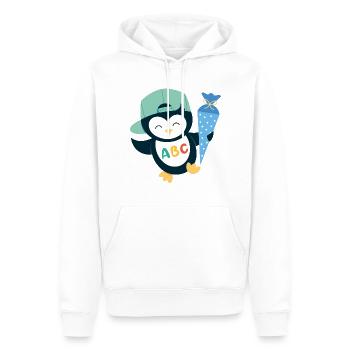 Pinguin mit Schultüte Einschulung Schulkind - Männer Premium Bio Hoodie - Weiß - Vorne - Nico (187cm)