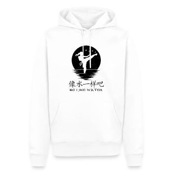 Soyez comme l’eau - Sweat à capuche Premium bio Homme - blanc - Devant - Nico (187cm)