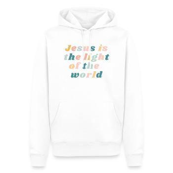 Jésus est la lumière du monde chrétien coloré - Sweat à capuche Premium bio Homme - blanc - Devant - Nico (187cm)