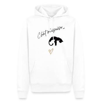 Chat m'épuise - Sweat à capuche Premium bio Homme - blanc - Devant - Nico (187cm)
