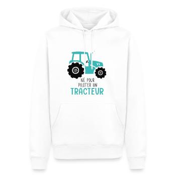 Agriculture né pour conduire un tracteur - Sweat à capuche Premium bio Homme - blanc - Devant - Nico (187cm)