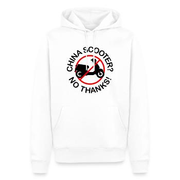 Scooter chinois ? Non merci! (2 couleurs) - Sweat à capuche Premium bio Homme - blanc - Devant - Nico (187cm)