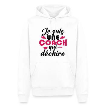 Je suis une coach qui déchire - Sweat à capuche Premium bio Homme - blanc - Devant - Nico (187cm)
