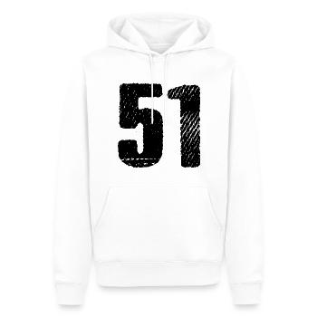 51 Zahl Trikot - Männer Premium Bio Hoodie - Weiß - Vorne - Nico (187cm)