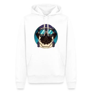 Retro-Mops-Pilot Hund Puppy - Männer Premium Bio Hoodie - Weiß - Vorne - Nico (187cm)