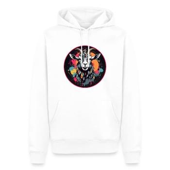 Buntes Ziegenportrait Ziegenbock - Männer Premium Bio Hoodie - Weiß - Vorne - Nico (187cm)
