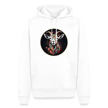 Farbenfroher Ziegenbock Ziegenportrait - Männer Premium Bio Hoodie - Weiß - Vorne - Nico (187cm)