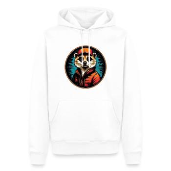 Cooles Erdmännchen im Outdoor Outfit Vintage Stil - Männer Premium Bio Hoodie - Weiß - Vorne - Nico (187cm)