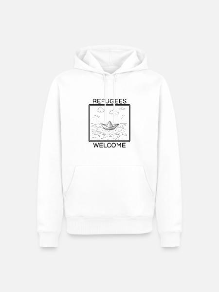 Les réfugiés accueillent un cadeau de démonstration pour les réfugiés - Sweat à capuche Premium bio Homme - blanc