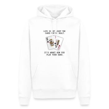 Inspirant Dire Cartes à Jouer Poker Citation - Sweat à capuche Premium bio Homme - blanc - Devant - Nico (187cm)