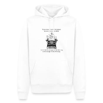 Inspirierender Spruch Schreibmaschine Blumen Zitat - Männer Premium Bio Hoodie - Weiß - Vorne - Nico (187cm)