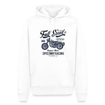 FULL SPEED BIKER - Vintage Motorrad Shirt Motiv - Männer Premium Bio Hoodie - Weiß - Vorne - Nico (187cm)