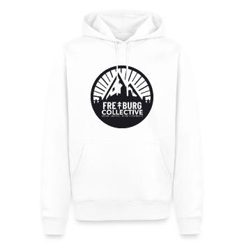 Freiburg Collective (Logo Schwarz) - Männer Premium Bio Hoodie - Weiß - Vorne - Nico (187cm)