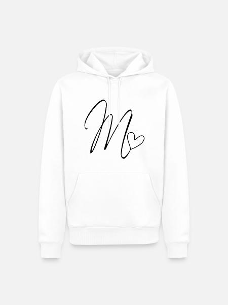 Letter M Letter-M Calligraphy - Men’s Premium Organic Hoodie - white
