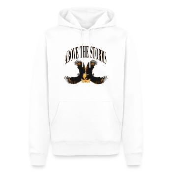 ABOVE THE STORMS - Men’s Premium Organic Hoodie - white - Front - Nico (187cm)