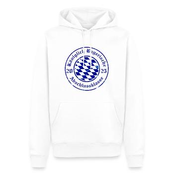 KÖNIGLICH BAYERISCHE ABSCHLUSSKLASSE 2025 - AK25 - Männer Premium Bio Hoodie - Weiß - Vorne - Nico (187cm)