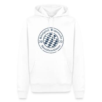 KÖNIGLICH BAYERISCHE ABSCHLUSSKLASSE 2025 - AK25 - Männer Premium Bio Hoodie - Weiß - Vorne - Nico (187cm)