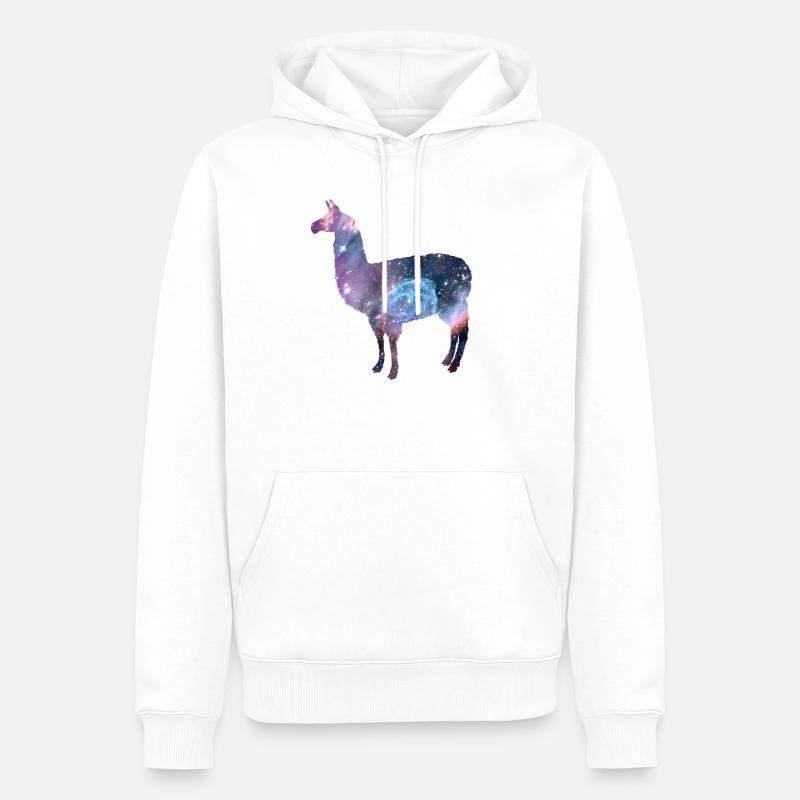 weltall galaxy llama - Männer Premium Bio Hoodie - Weiß