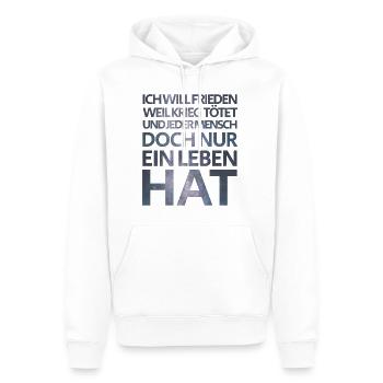 Ich will Frieden - Männer Premium Bio Hoodie - Weiß - Vorne - Nico (187cm)