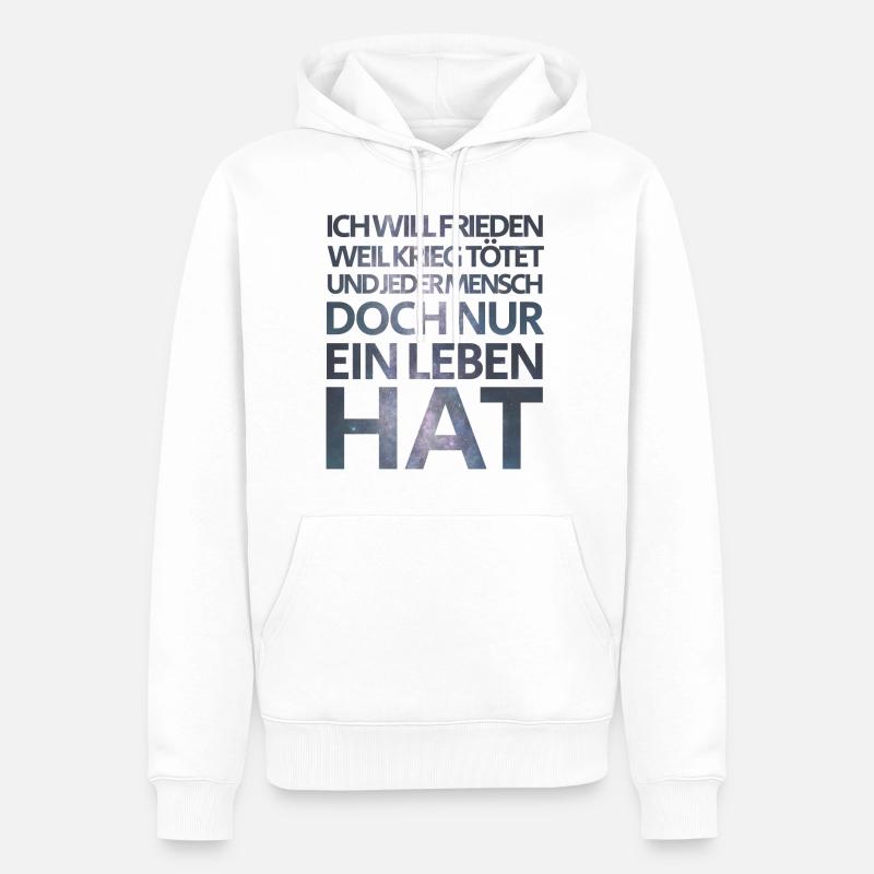Ich will Frieden - Männer Premium Bio Hoodie - Weiß
