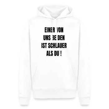 Einer von uns Beiden ist schlauer als du Geschenk - Männer Premium Bio Hoodie - Weiß - Vorne - Nico (187cm)