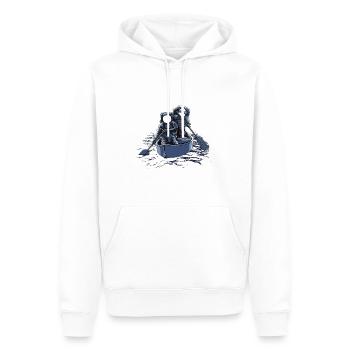 Deux astronautes d'aviron à travers l'univers. - Sweat à capuche Premium bio Homme - blanc - Devant - Nico (187cm)