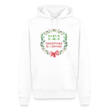 L'hiver arrive - Noël arrive - Sweat à capuche Premium bio Homme - blanc - Devant - Nico (187cm)
