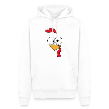 visage dinde bande dessinée yeux poulet Face Humour lol - Sweat à capuche Premium bio Homme - blanc - Devant - Nico (187cm)