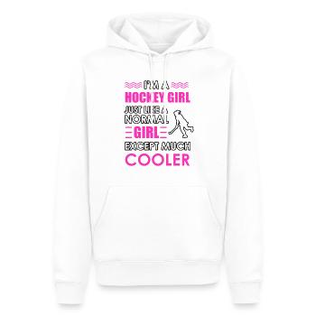 Je suis une fille de hockey jouant comme une fille normale - Sweat à capuche Premium bio Homme - blanc - Devant - Nico (187cm)