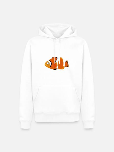 Cute Funny Cute Fish Comic Drawing T-Shirt - Men’s Premium Organic Hoodie - white
