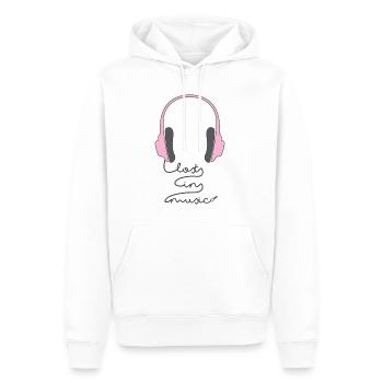 Lost in Musique - Musique - Cadeau - Chanteur - Son - Sweat à capuche Premium bio Homme - blanc - Devant - Nico (187cm)
