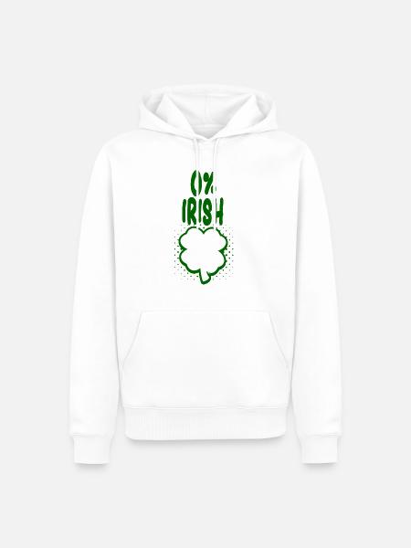0% Irish - Fun Tshirt - Gift - Men’s Premium Organic Hoodie - white