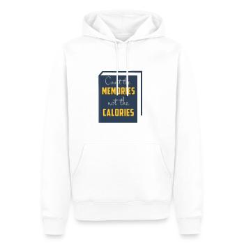 COUNT MEMORIES NOT CALORIES - Männer Premium Bio Hoodie - Weiß - Vorne - Nico (187cm)