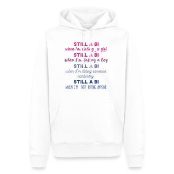 Bi - Bi - Gay Pride - LGBT - Cadeau - Sweat à capuche Premium bio Homme - blanc - Devant - Nico (187cm)