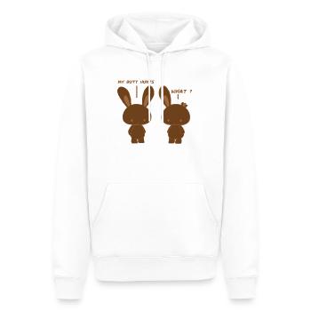 Mon cul fait mal, quoi? Drôle de lapin au chocolat mordu - Sweat à capuche Premium bio Homme - blanc - Devant - Nico (187cm)