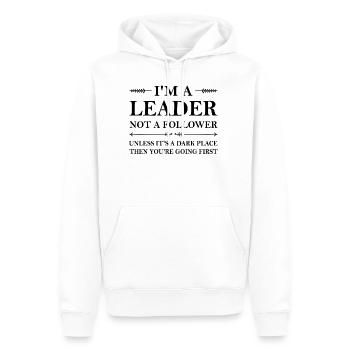 Je suis un leader pas un suiveur de citation drôle - Sweat à capuche Premium bio Homme - blanc - Devant - Nico (187cm)