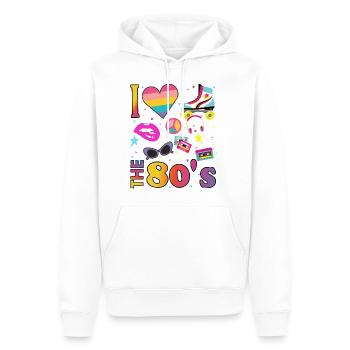 J'adore les années quatre-vingts années 80 Pop Art - Sweat à capuche Premium bio Homme - blanc - Devant - Nico (187cm)