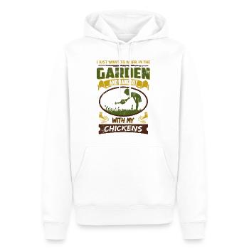 Work in Garden Hangout with Chickens T-shirt - Men’s Premium Organic Hoodie - white - Front - Nico (187cm)