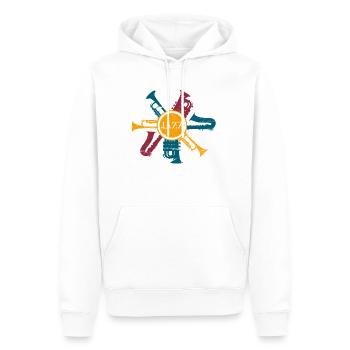 Jazz - Männer Premium Bio Hoodie - Weiß - Vorne - Nico (187cm)