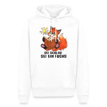 "Sei Schlau, Sei ein Fuchs" Niedlicher Fuchs - Männer Premium Bio Hoodie - Weiß - Vorne - Nico (187cm)
