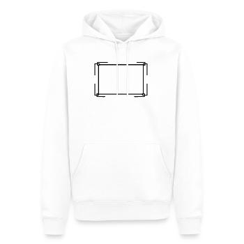 Rechteckiger Rahmen in schwarz Grundtext - Männer Premium Bio Hoodie - Weiß - Vorne - Nico (187cm)